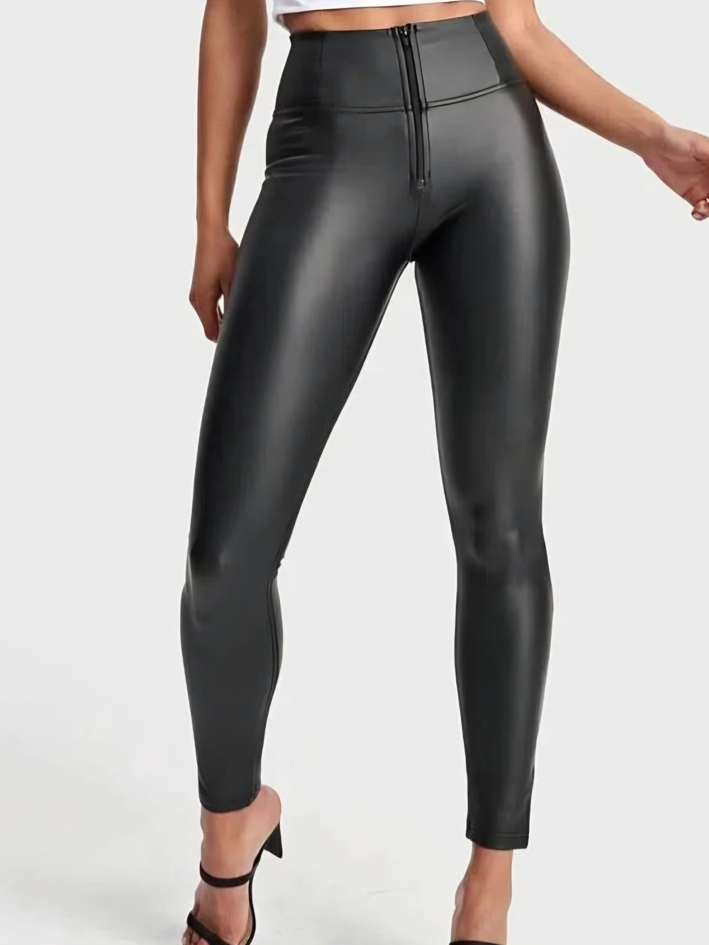 High-Waist Black Faux Leather Leggings